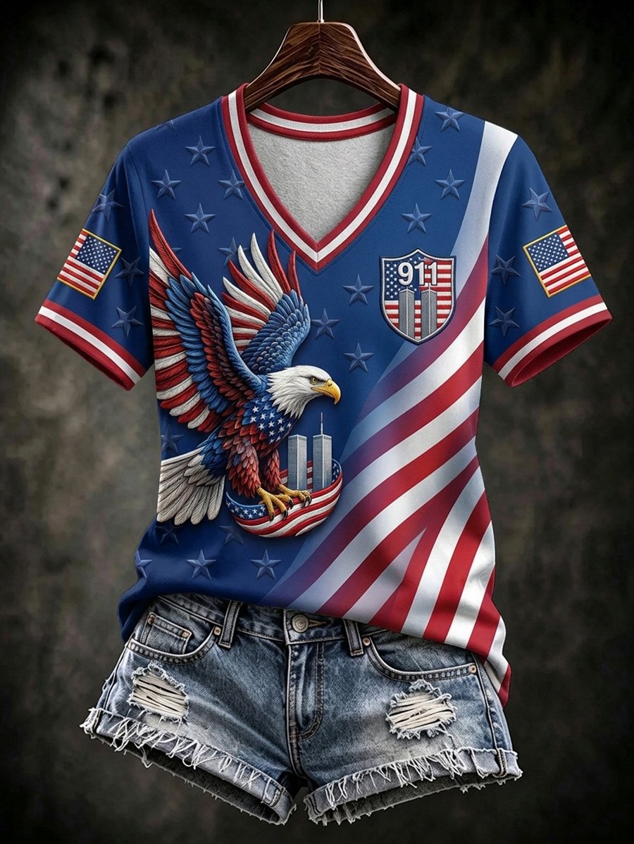 Women's 911 Memorial V-Neck Short-Sleeve T-Shirt