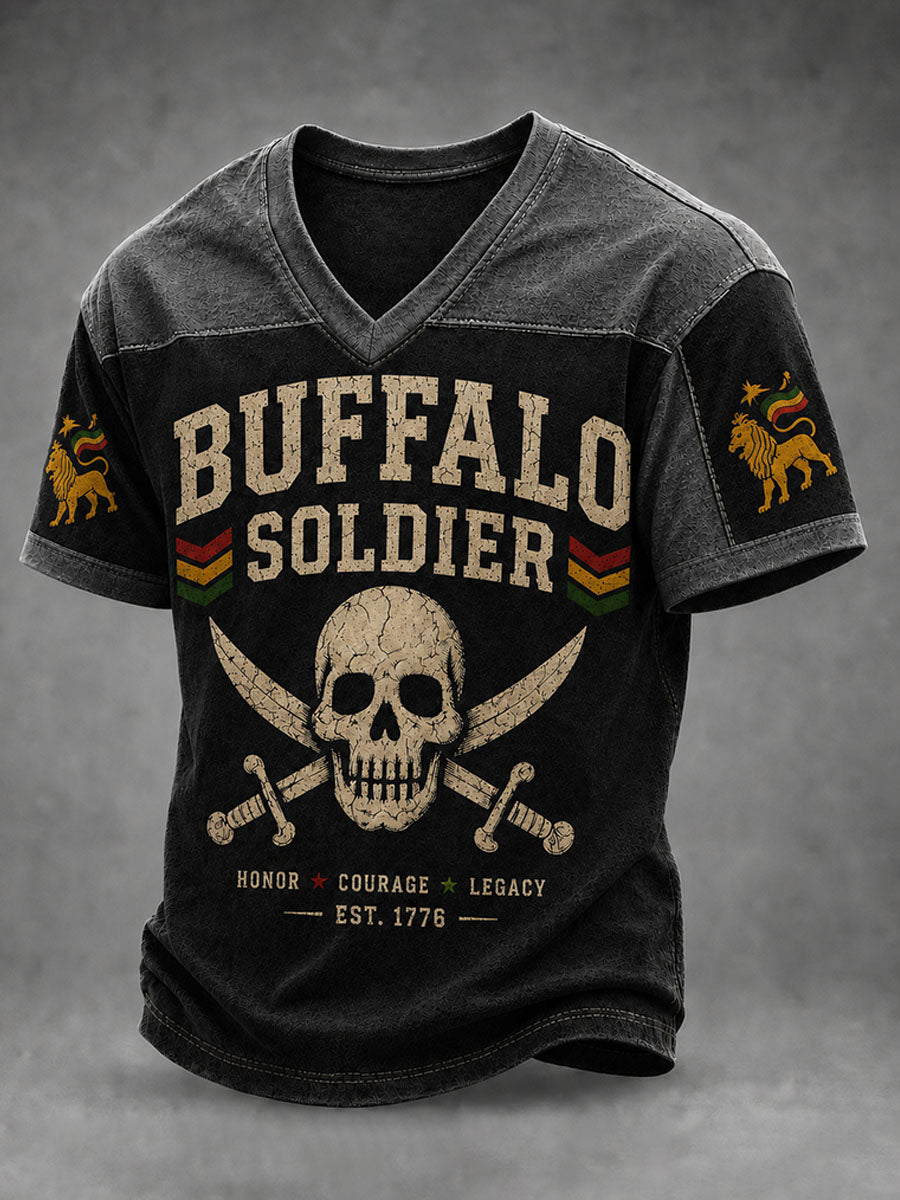 Buffalo Soldier Skull Military T-Shirt