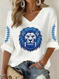 Women'S Football Print Waffle Top