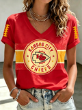 Women'S Retro Rugby Printed Casual T-Shirt