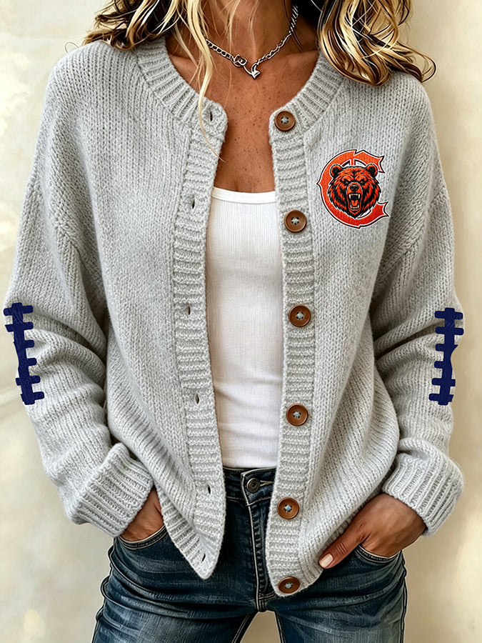 Women'S Football Sports Casual Knitted Jacket