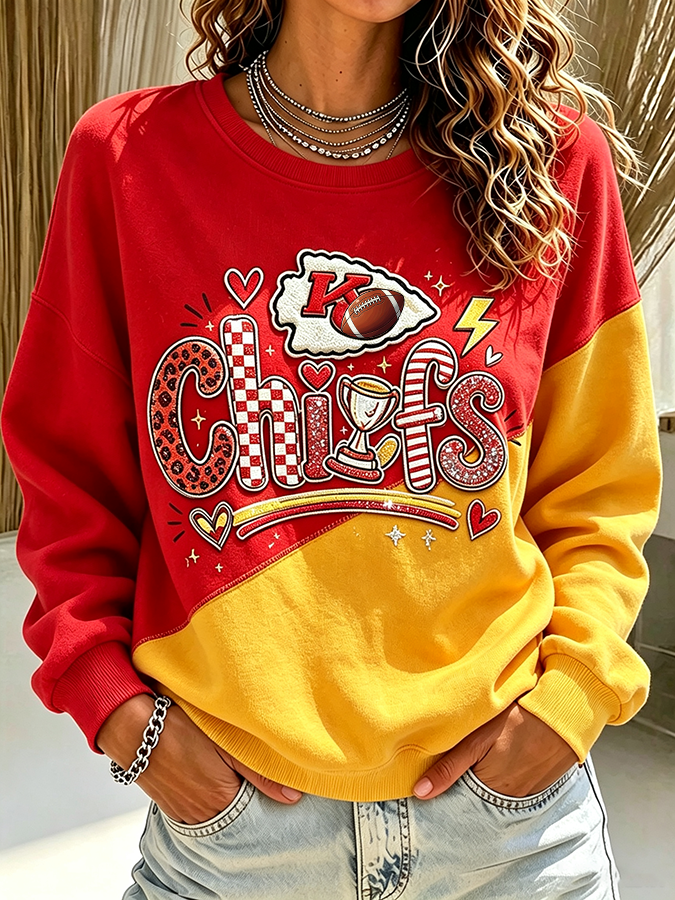 Women'S Football Print Casual Sweatshirt