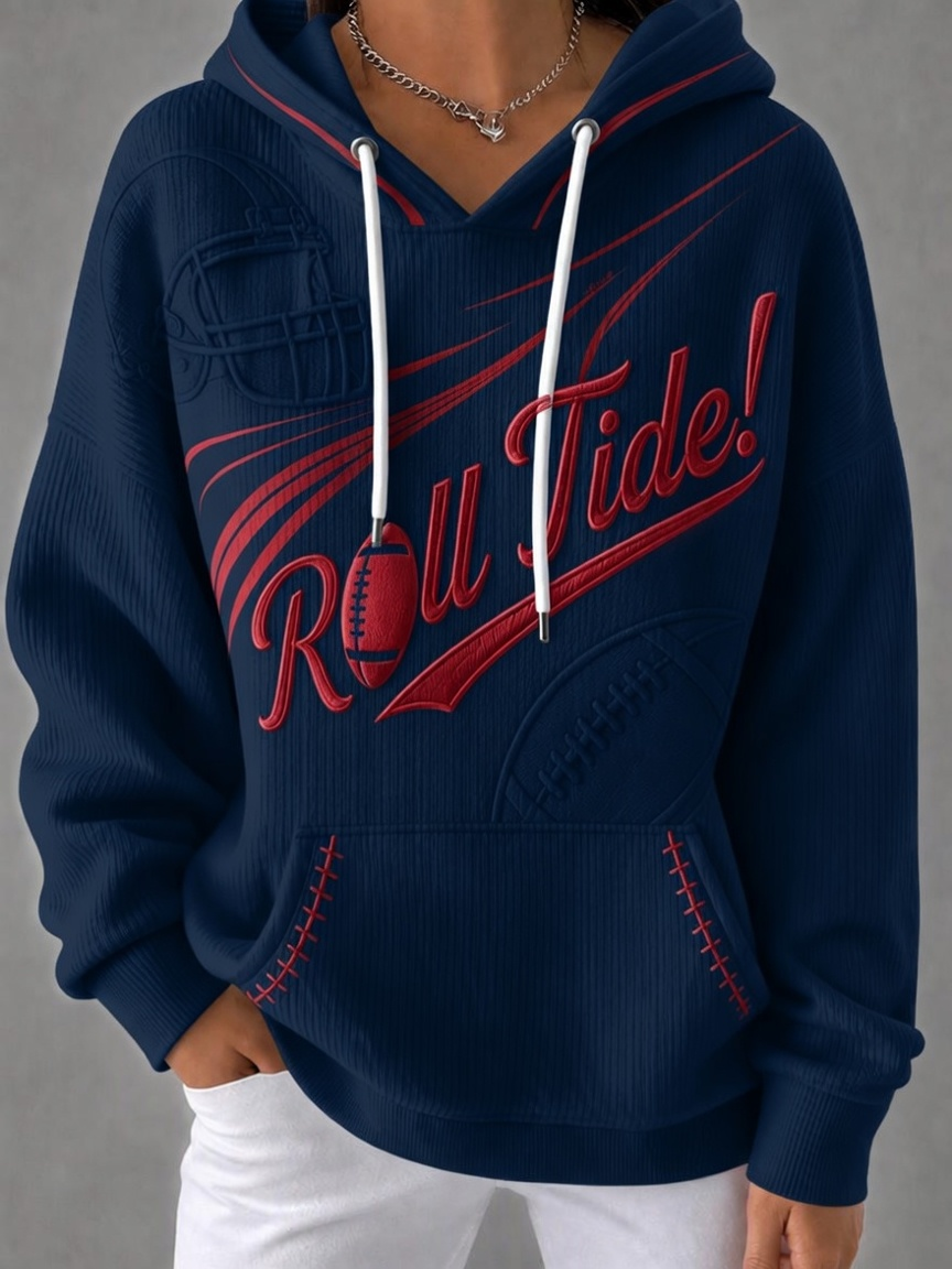 Women'S College Football Printed Hooded Sweatshirt