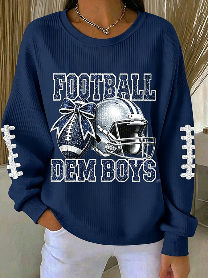 Women'S Football Print Casual Sweatshirt
