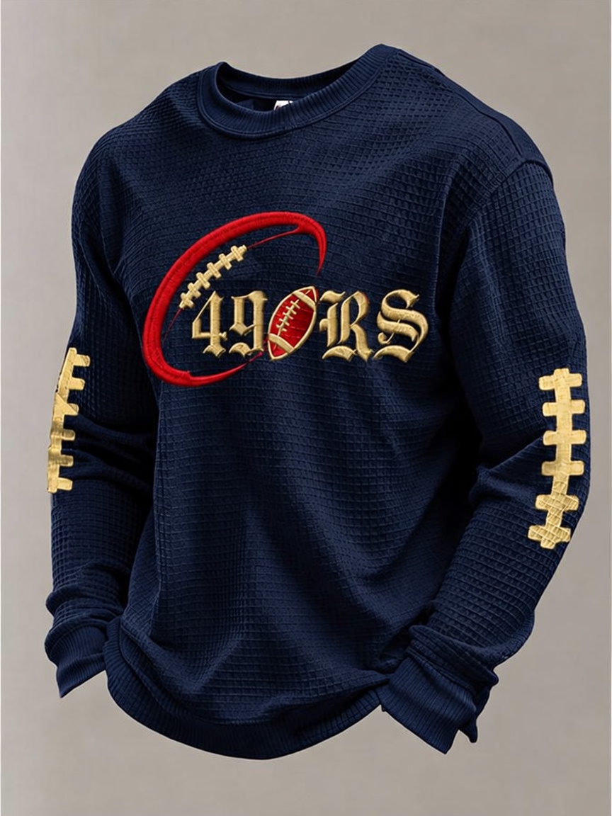 Men's Football Sports Pattern Waffle T-Shirt
