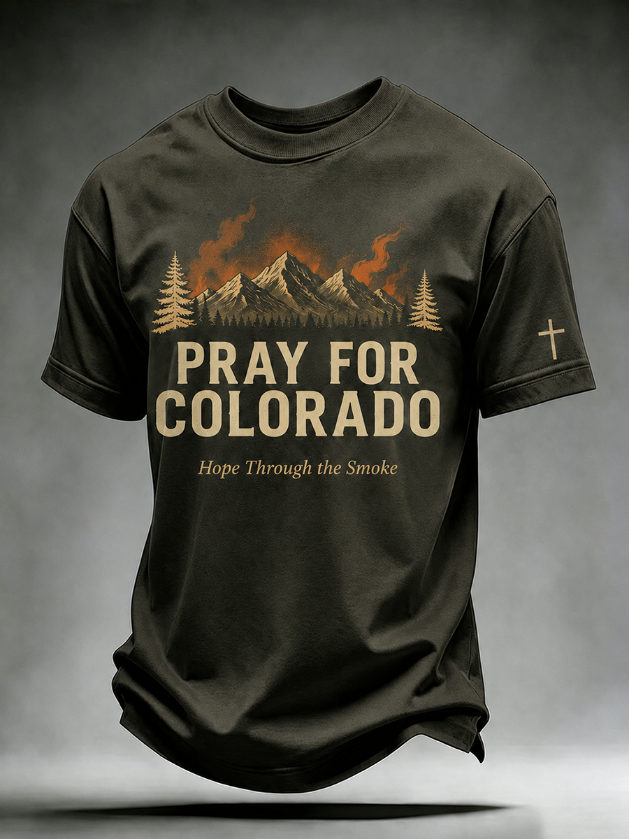 Pray For Colorado Hope Through The Smoke Mountain Forest Vintage Graphic Short Sleeve T-Shirt