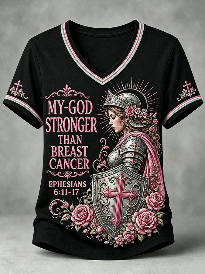 Women'S Breast Cancer Awareness Printed Casual T-Shirt
