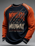 Men's Chicago Football Lover Bear Art Printed Waffle Sweatshirt