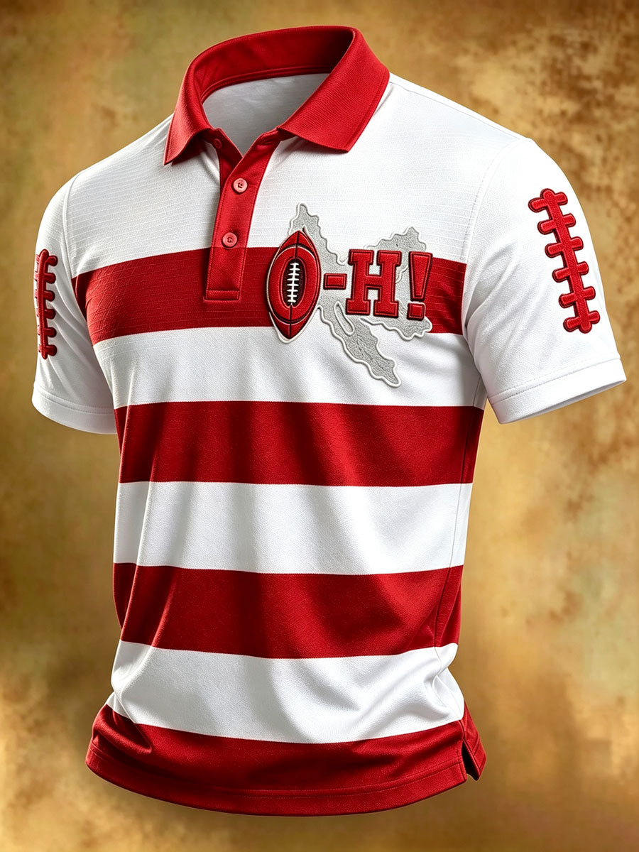 Men'S Retro Rugby Collar Polo T-Shirt