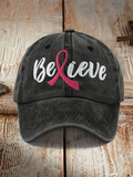 Unisex Breast Cancer Awareness Floral Hat