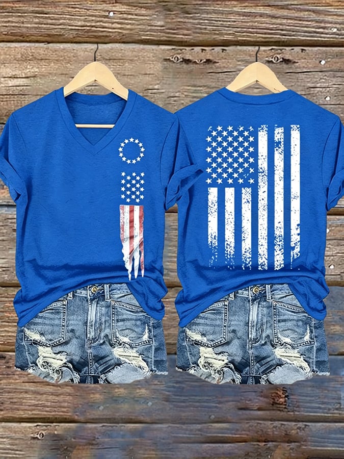 Women's Vintage USA 250th Anniversary One Nation Under God Print Casual T-shirt