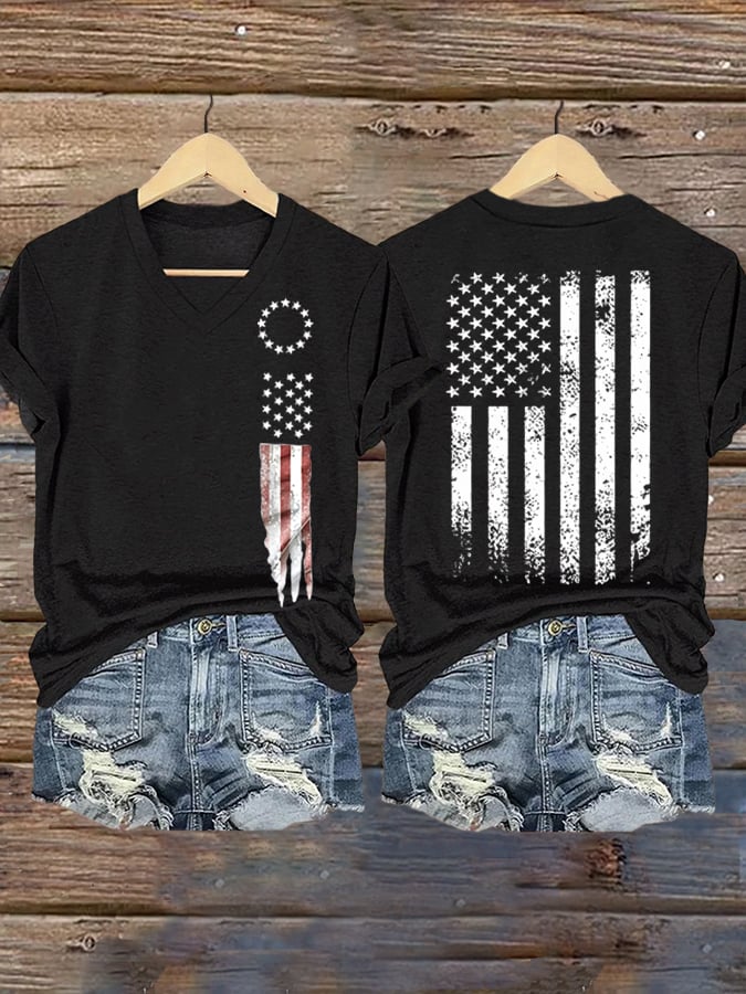 Women's Vintage USA 250th Anniversary One Nation Under God Print Casual T-shirt