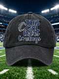 Unisex Football Print Washed Duckbill Cap