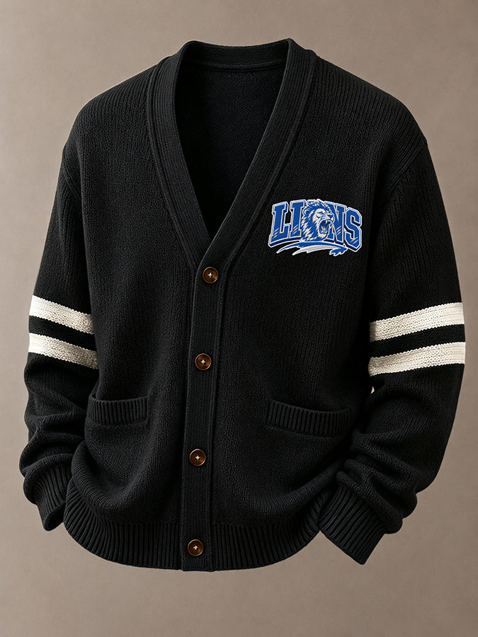Men'S Casual Rugby Printed Cardigan