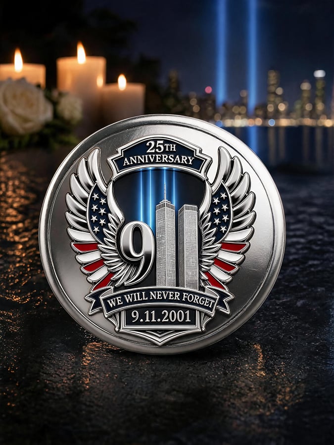 Unisex America's 9/11 Patriot Day Print Pin-back Button