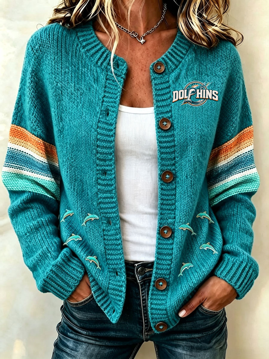 Women'S Casual Football Plant Knitted Cardigan Top