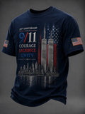 Men's "Never Forget 9/11" Design Comfortable Crew Neck Retro T-Shirt