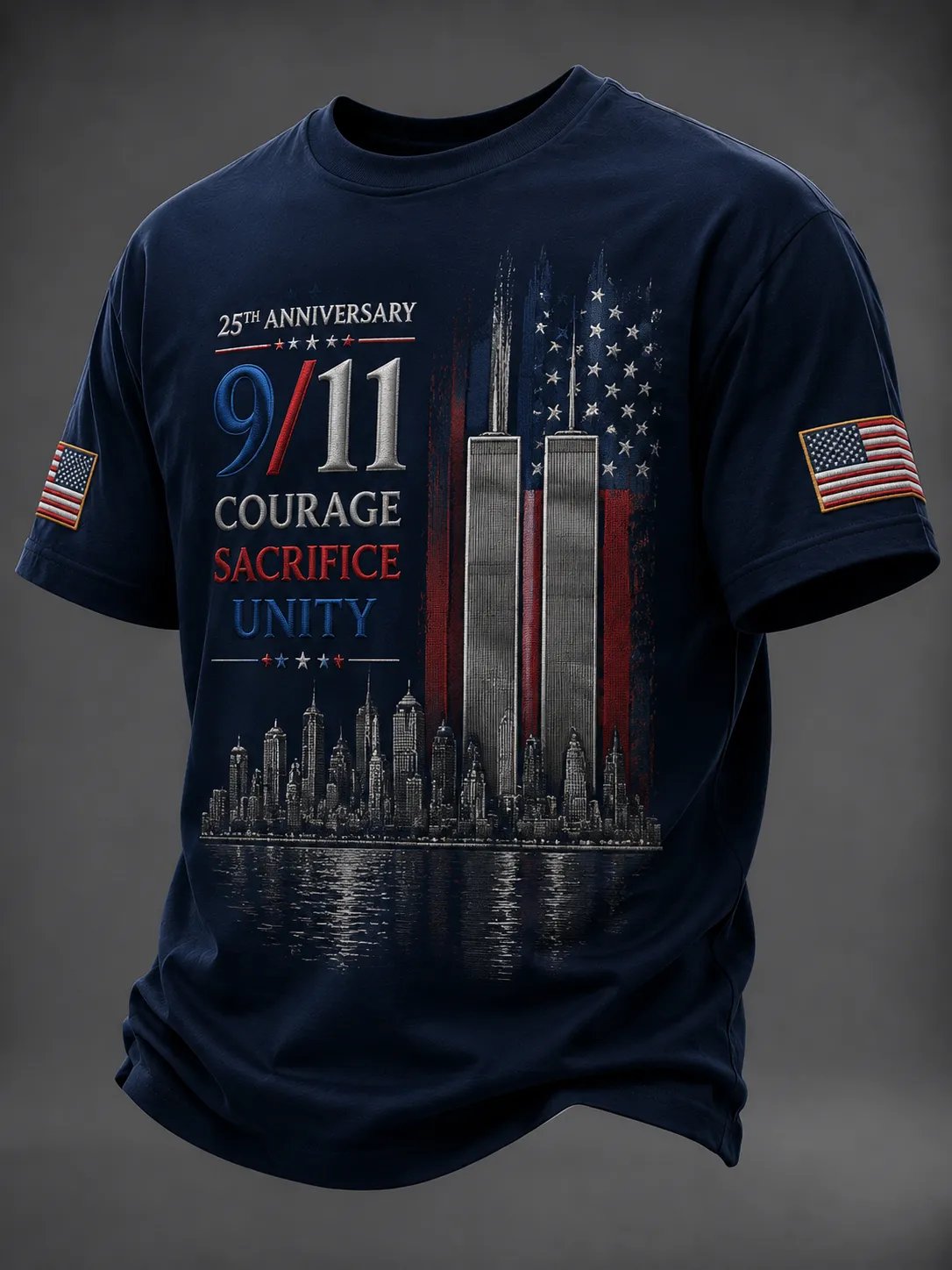 Men's "Never Forget 9/11" Design Comfortable Crew Neck Retro T-Shirt