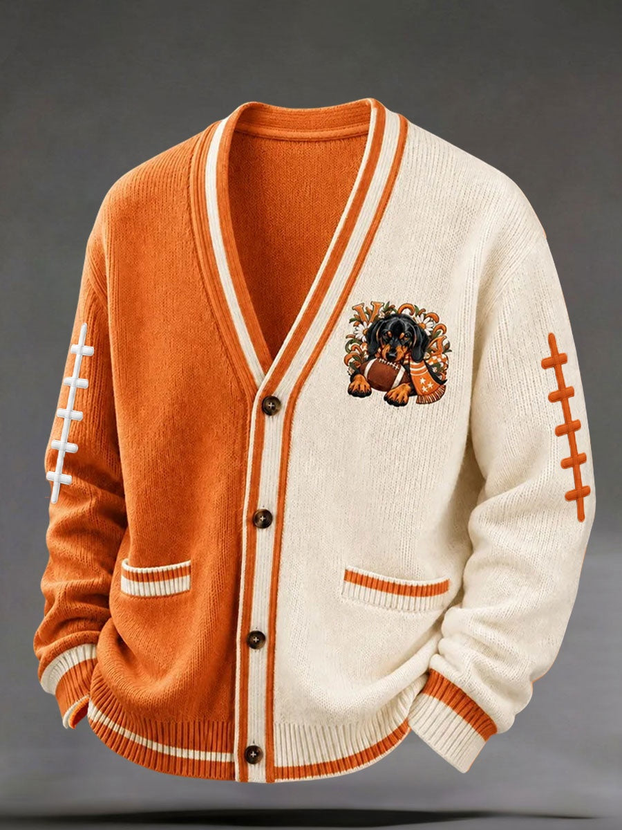 Men'S Football Print Casual Cardigan