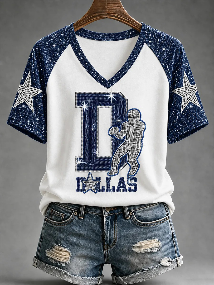 Women'S Football Match Day Gift Football Fans V-Neck T-Shirt