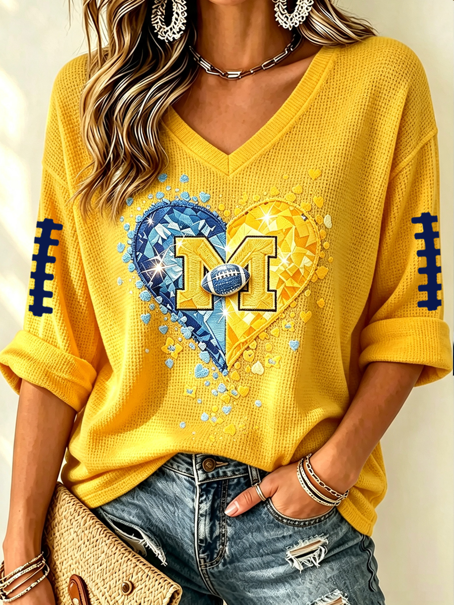 Women's Rugby Print Waffle T-Shirt