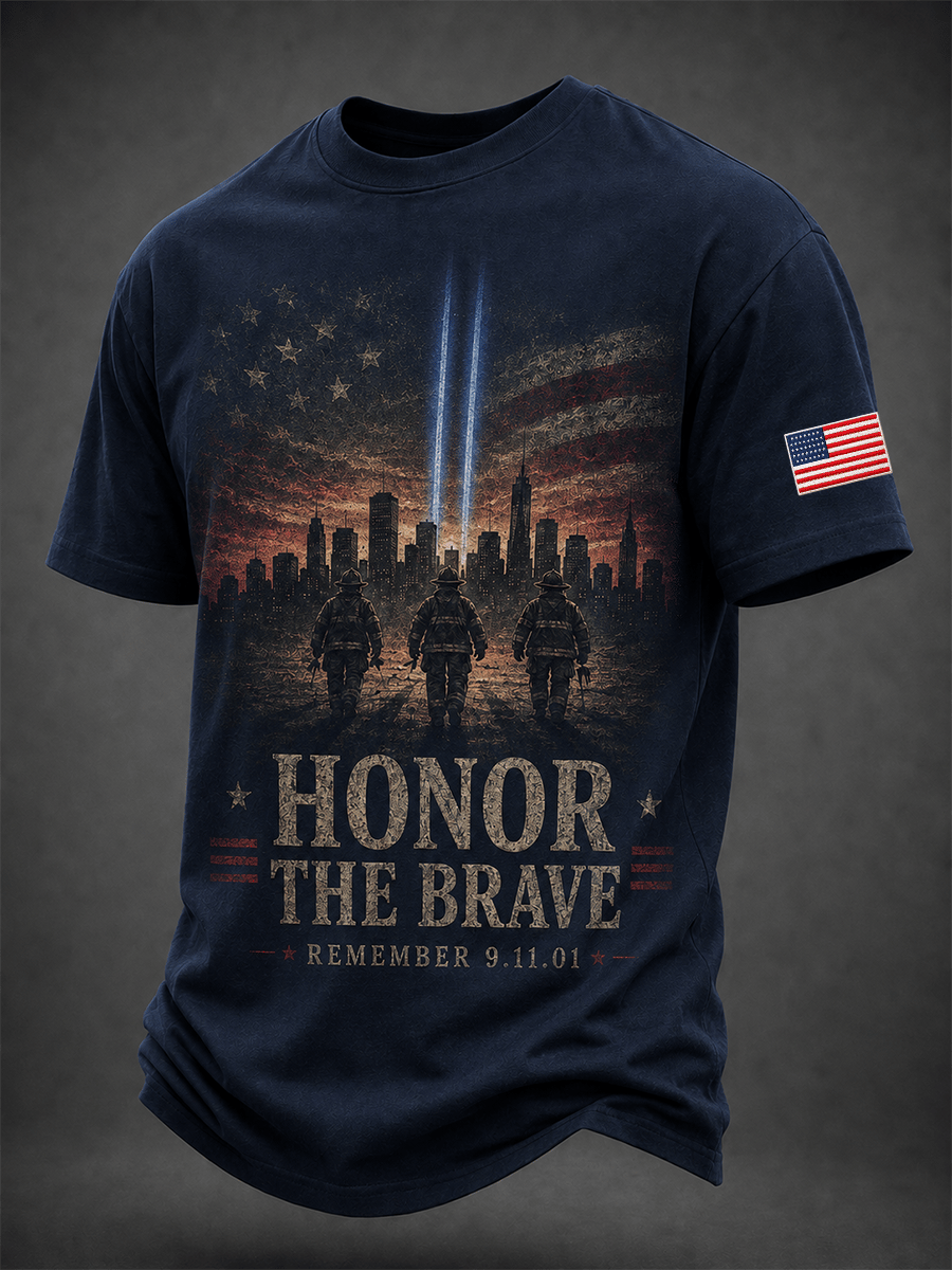 Men's Printed T-Shirt in Memory of 9/11 Victims