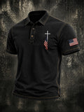 Men's Faith Cross Printed Polo Shirt