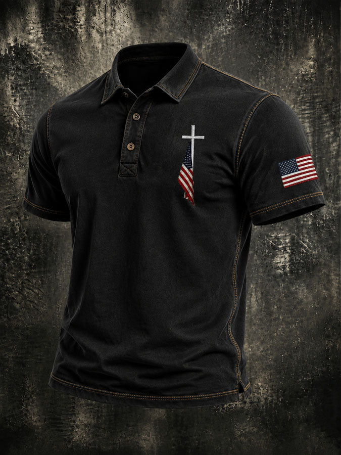 Men's Faith Cross Printed Polo Shirt