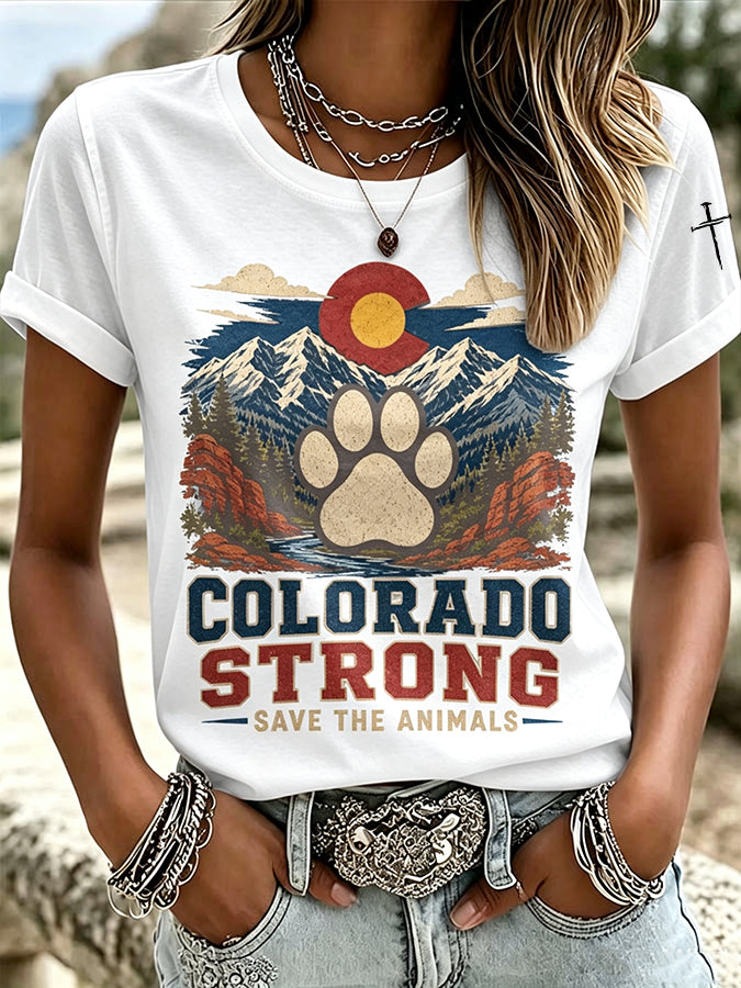 Women's Retro Save The Animals Print T-shirt
