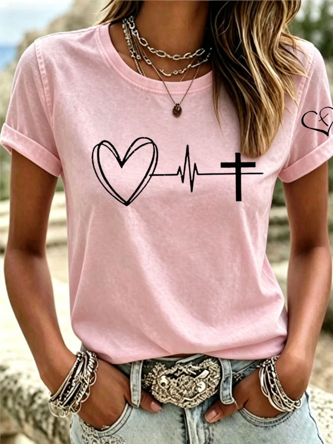 Women's Heartbeat Cross T-Shirt