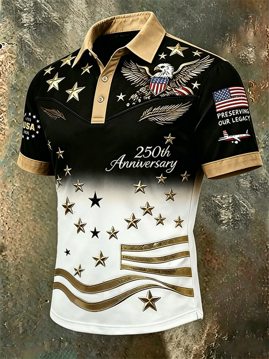 Men's 250th Anniversary USA Flag Eagle Polo Shirt