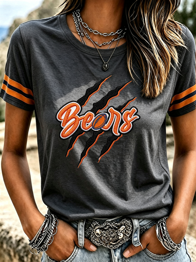 Women'S Retro Football Printed T-Shirt