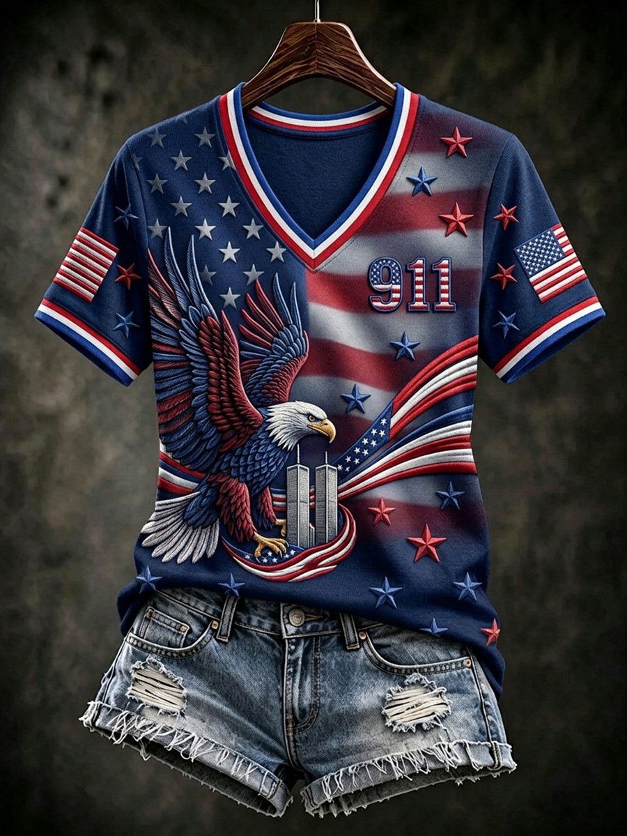 Women's 911 Memorial V-Neck Short-Sleeve T-Shirt
