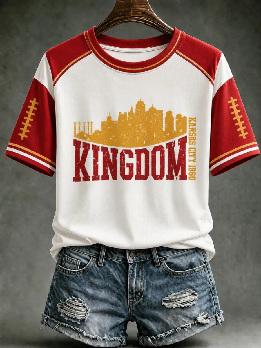 Women's Football Print Casual Short-Sleeved T-Shirt