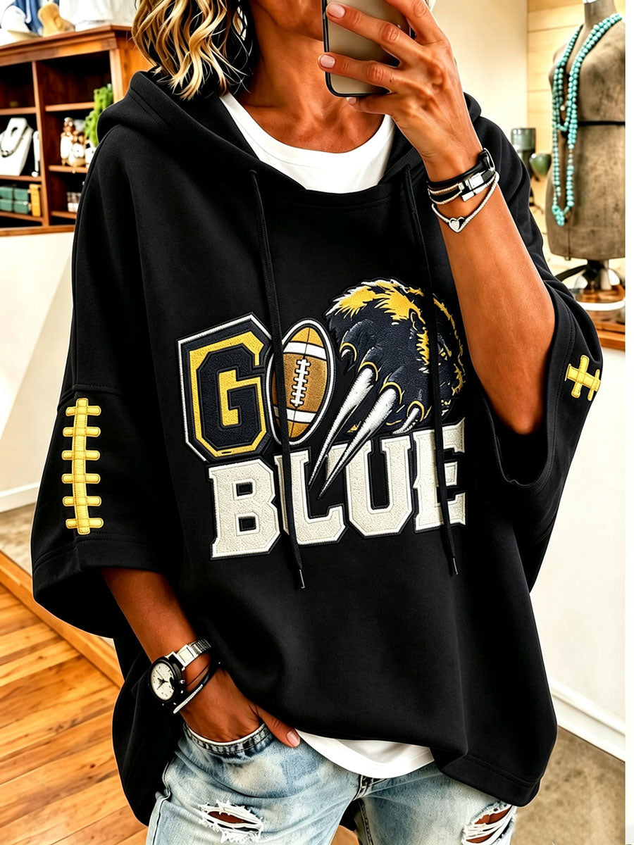 Women'S Retro Rugby Printed Hoodie