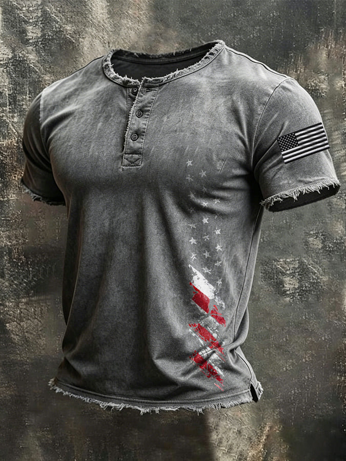 Men'S American Flag Printed Casual Top