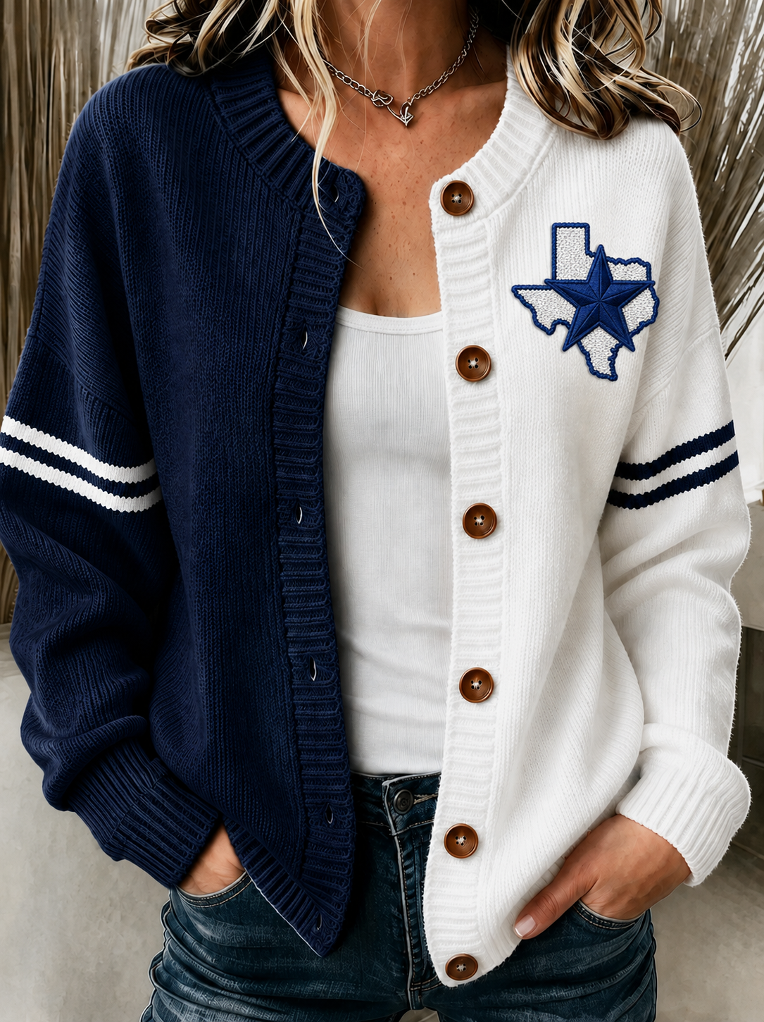 Women'S Casual Football Knitted Cardigan Top