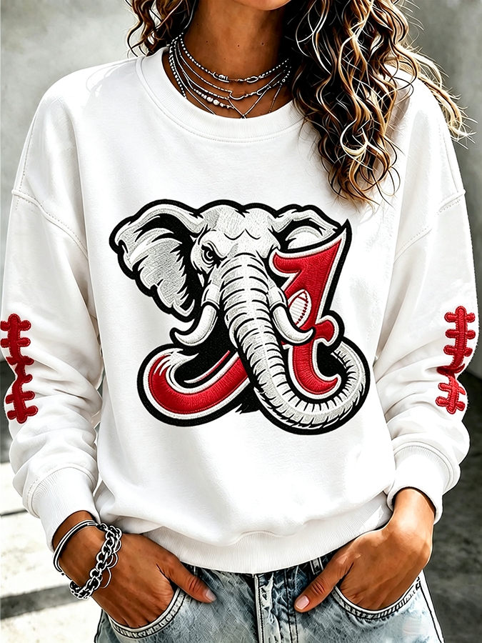 Ladies' Rugby Printed Round Neck T-Shirt
