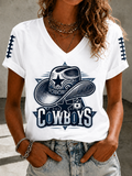 Women'S Retro Rugby Printed Casual T-Shirt