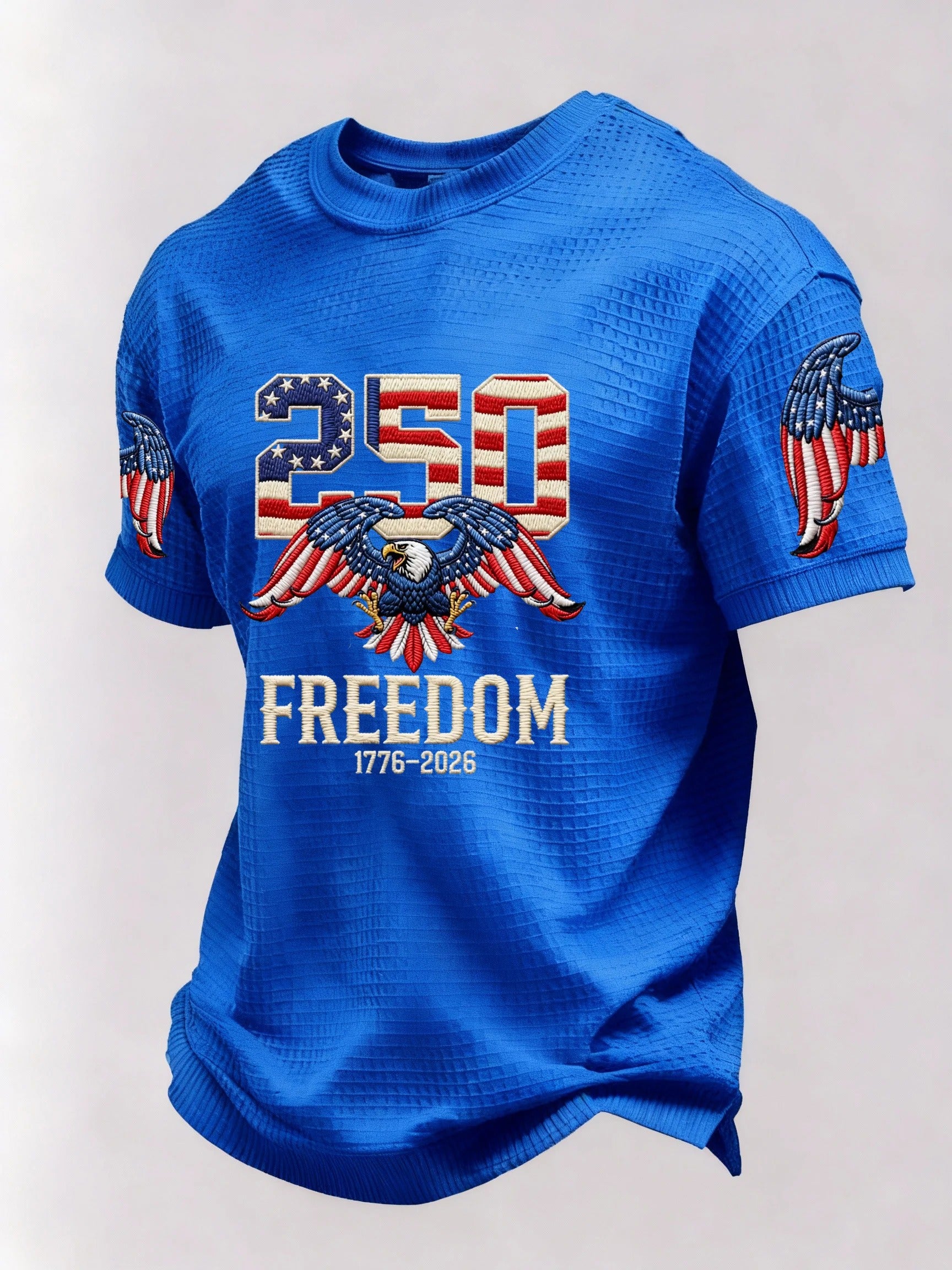 Men’s USA 250th Anniversary Embroidered Print Short Sleeve Waffle T-Shirt