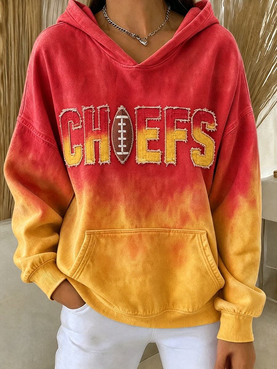 Women's Football Printed Vintage Hoodie