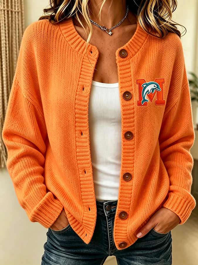 Women'S Casual Football Plant Knitted Cardigan Top