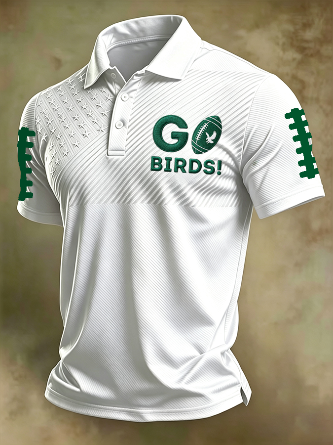 Men'S Football Print Polo T-Shirt