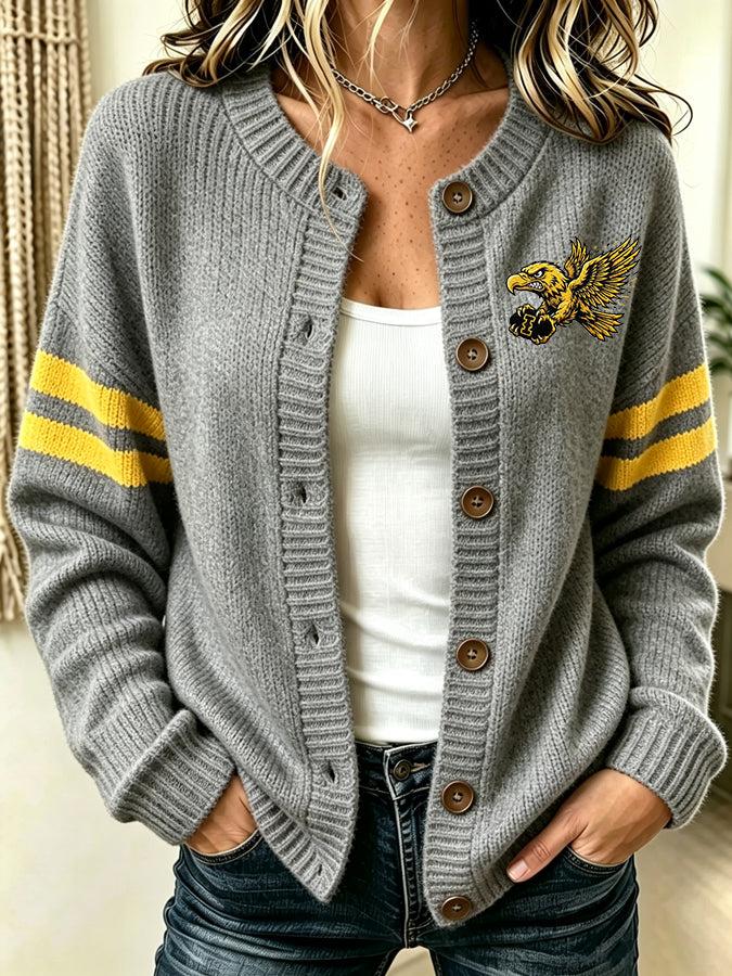 Women's Football Sports Casual Knitted Cardigan
