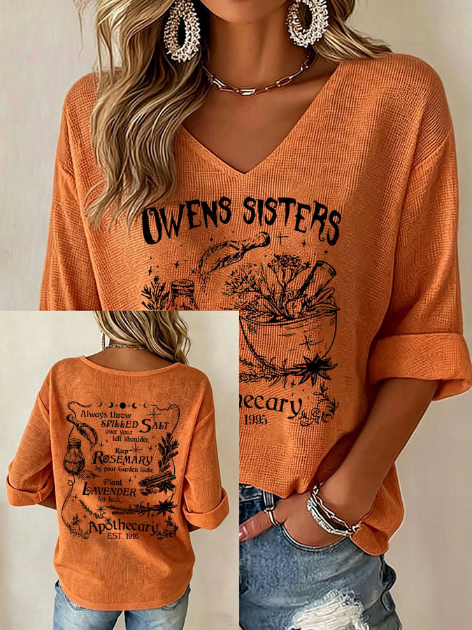 Women's Always Throw Spilled Salt Over Your Left Shoulder Print V Neck Top