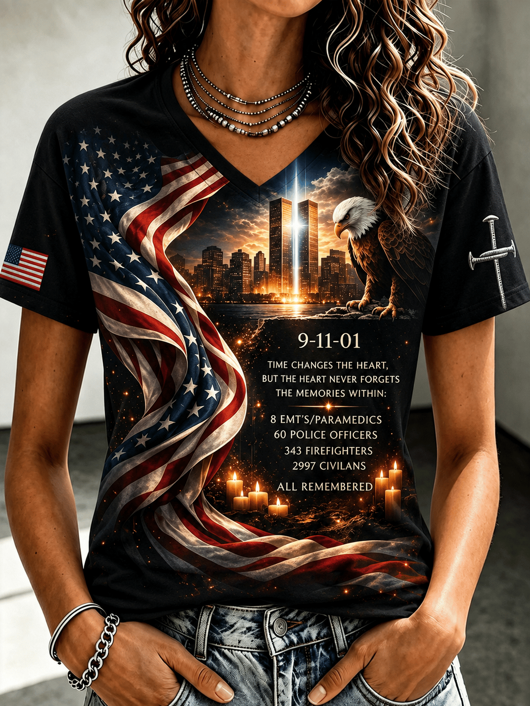 Women's 9/11 Memorial V-Neck Top