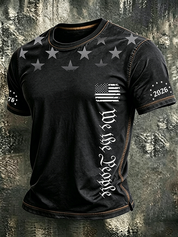 Men'S American Flag Printed Casual T-Shirt