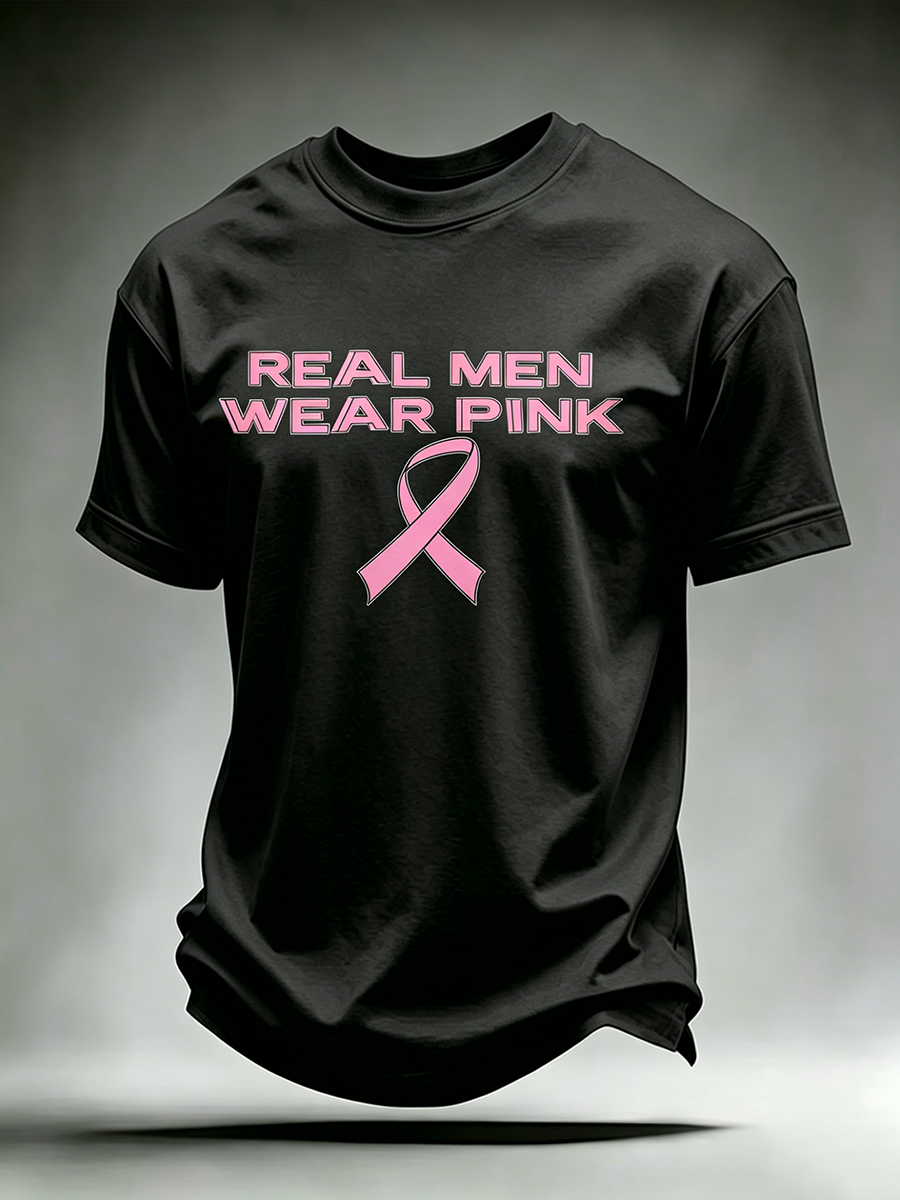 Support Breast Cancer Charity Print Round Neck T-Shirt