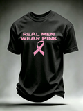 Support Breast Cancer Charity Print Round Neck T-Shirt
