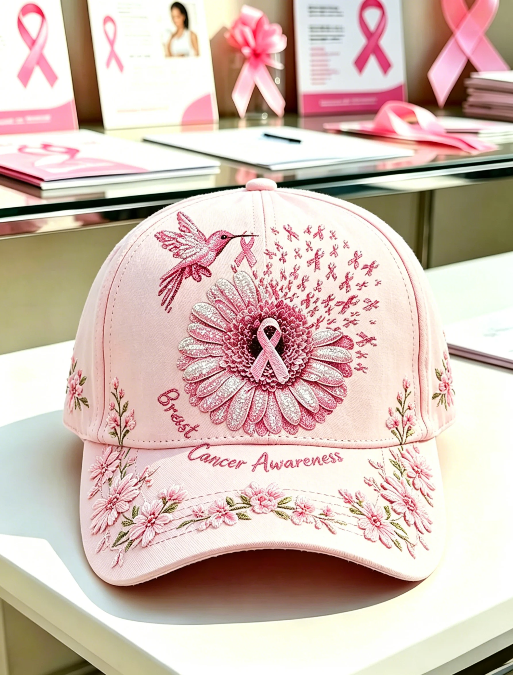 Unisex Retro Breast Cancer Awareness Promotion Casual Comfortable Baseball Cap